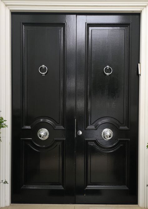 Decor Handles: Let Your Doors Do The Talking Entrance Double Door Design, Entrance Double Door, Black Entrance, Front Door Accessories, Double Door Entrance, Main Entrance Door Design, Double Doors Interior, Double Door Design, The Bigger Picture