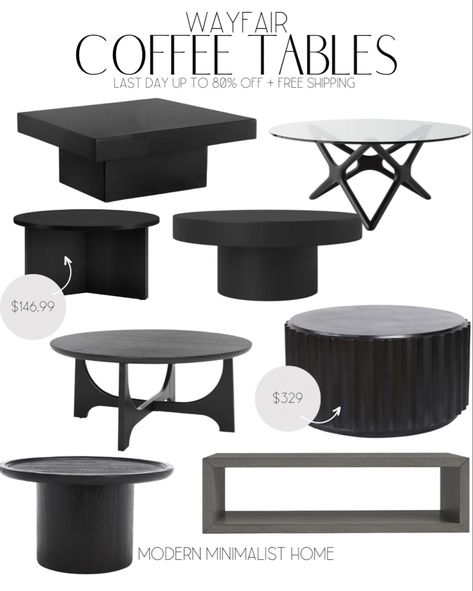 Black Square Coffee Table Living Room, Round Black Marble Coffee Table, Black Coffee Table Living Room, Black Modern Coffee Table, Condo Aesthetic, Coffee Table For Small Living Room, Black Square Coffee Table, Black Round Coffee Table, Modern Black Coffee Table