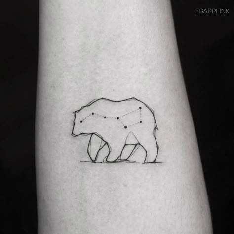 The Big Bear Constellation Tattoo 1 Small Black Bear Tattoo, Protective Bear Tattoo, Zuni Bear Tattoo, Ursa Major And Minor Tattoo, One Line Bear Tattoo, Fine Line Bear Tattoo, Tiny Bear Tattoo, Ursa Major Tattoo, Simple Bear Tattoo