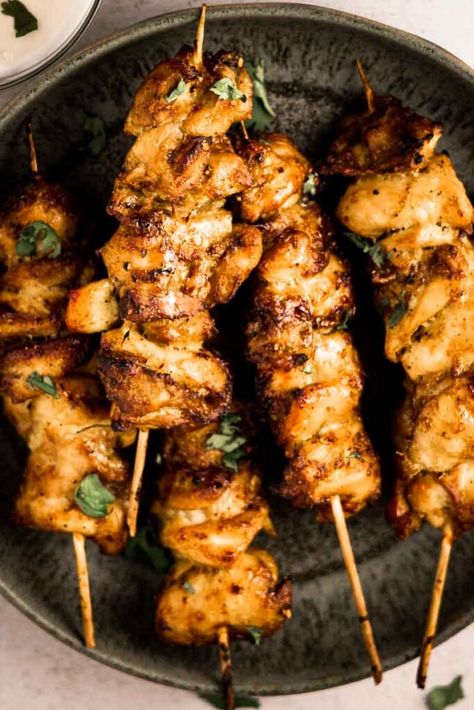 Air Fryer Lemongrass Chicken Skewers Chicken Skewers In Air Fryer, Skewers In Air Fryer, Lemongrass Chicken, Chicken Skewer Recipe, Cooking Thermometer, Rice Dish, Honey Chicken, Air Fryer Healthy, Chicken Skewers