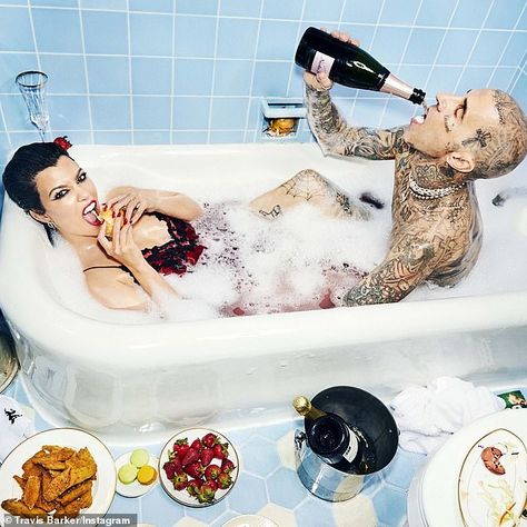 Kourtney Kardashian And Travis Barker, Kourtney Kardashian And Travis, Chicken Brands, Tongue Kissing, Kristen Bell Tattoos, Public Display Of Affection, Ellen Von Unwerth, Travis Barker, Scott Disick