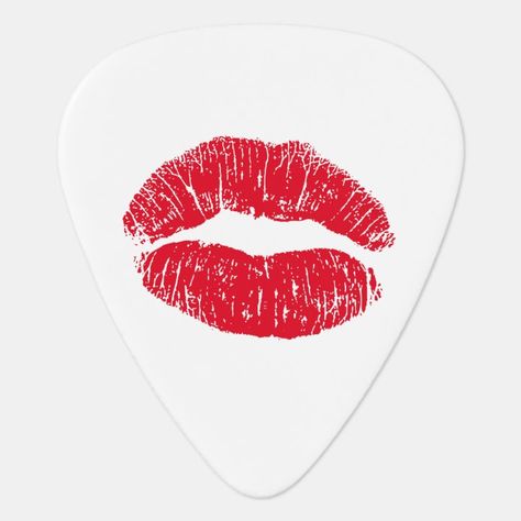 Strawberry Guitar Pick, Heart Guitar Pick, Guitar Pick Painting, Cool Guitar Picks, Lip Gifts, Unique Lips, Band Instruments, 2025 Moodboard, Red Guitar