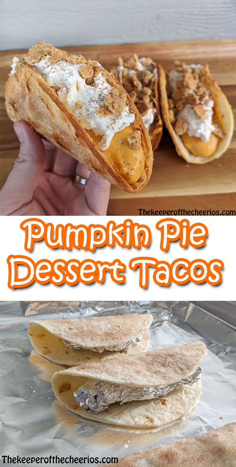 Pumpkin Cheesecake Tacos, Pumpkin Pizza Dessert, Cinnamon Pumpkin Pie Recipe, Halloween Pumpkin Pie Ideas, Pumpkin Pie Dessert Tacos, Pumpkin Pie Taco, Pumpkin Pie Tacos Recipe, Pumpkin Pie Tacos, Dessert Tacos Recipes