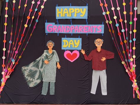 #grandparents #stagedecoration # happygrandparentsday Grandparents Day Decorations For School Bulletin Boards, Grandparents Day Games Preschool, Grandparents Day Board Decoration, Grandparents Day Decoration Ideas, Grand Parents Day Decoration In School, Grandparents Day Games, Grandparents Day Decorations For School, Grandparents Day Preschool, Grand Parents Day