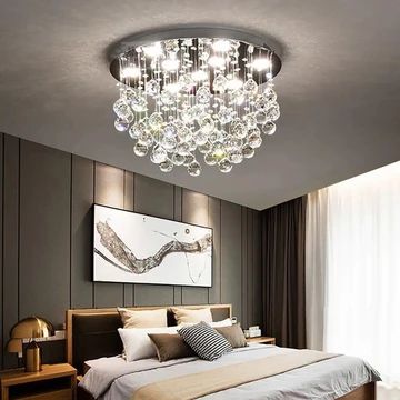 Chandeliers | Sofary Lighting Round Crystal Chandelier, Room Hanging Lights, Modern Flush Mount, Crystal Ceiling Light, Bedroom Ceiling, Chandelier Bedroom, Led Ceiling Lamp, Beautiful Chandelier, Ceiling Chandelier