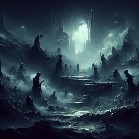 Dark Underworld Aesthetic, Asphodel Meadows Underworld, Underworld Greek Mythology Aesthetic, Gods Of Greek Mythology, Underworld Art Greek Mythology, Demon Realm Aesthetic, Greek Underworld Art, Underworld Aesthetic Dark, House Of Hades Aesthetic