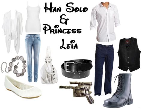 Disney bound- Han Solo and Princess Leia Couple Disney Bound, Disneybound Couples, Star Wars Disneybound, Star Wars Fashion, Star Wars Outfits, Geek Fashion, Dapper Day, Disney Bound Outfits, Disney Inspired Outfits