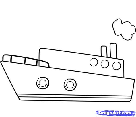 Simple Boat Drawing | Draw a Ship, Step by Step, Boats, Transportation, FREE Online Drawing ... Big Boat Drawing, Cruise Ship Drawing Simple, Boat Simple Drawing, Simple Ship Drawing, Ship Easy Drawing, Boat Easy Drawing, Easy Ship Drawing, How To Draw A Boat, Ship Drawing For Kids