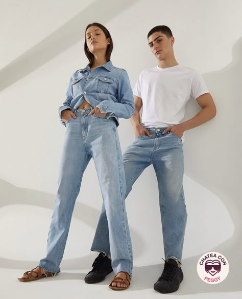 All Denim Couples Photoshoot, Denim Banner, Jeans Photoshoot, Denim Photoshoot, Denim Studio, Casual Denim Outfits, Denim Editorial, Levis Outfit, Home Photo Shoots