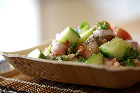 Ceviche with an Asian flair Swordfish Ceviche, Recipes For Lunch, Ceviche Recipe, Mexican Dinner Recipes, Fish Salad, Freezer Cooking, Entree Recipes, Dessert Appetizers, Mexican Food Recipes Authentic