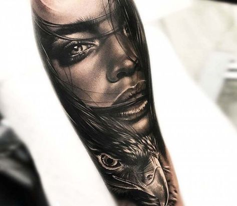 Viking Girl Tattoo, Viking Girl, Face Tattoos For Women, Catrina Tattoo, Skull Girl Tattoo, Skull Sleeve Tattoos, Girl Face Tattoo, Realistic Tattoo Sleeve, Girl Arm Tattoos