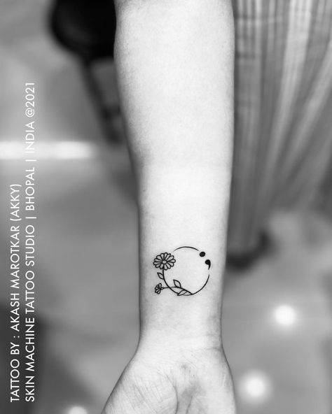 Minimalistic Tatoos, Flower Semi Colon, Small Semicolon Tattoo, Tattoos Semicolon, Tattoo Simplistic, Semi Colon Tattoo, Colon Tattoo, Husband Tattoo, Cute Simple Tattoos