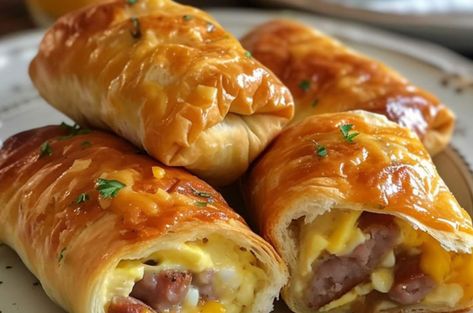 Sausage, Egg & Cheese Breakfast Roll-Ups Sausage Egg And Cheese Roll Ups, Sausage Egg Cheese Breakfast Roll Ups, Sausage Egg Breakfast Roll Ups, Sausage Breakfast Roll Ups, Sausage Egg And Cheese Breakfast Rolls, Sausage Egg And Cheese Rolls, Breakfast Roll Ups, Breakfast Egg Rolls, Crescent Roll Breakfast