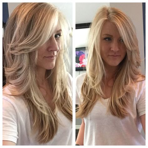 Pin on Lovely Locks Hairstyles Layers, Long Layered Haircuts, Long Blonde, Hair Color And Cut, Long Layered Hair, Haircuts For Long Hair, Side Part, Long Hair Cuts, Great Hair