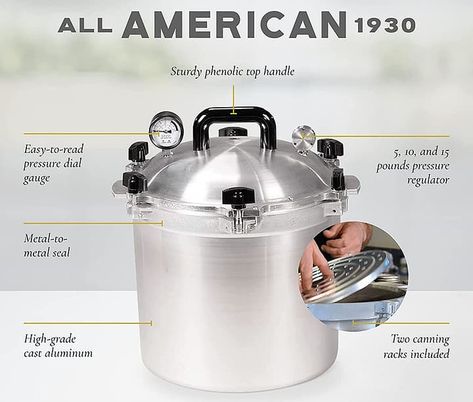 All American 921 Pressure Canner Review » LeelaLicious Electric Pressure Canner, Flat Top Stove, Canning Pressure Cooker, Canning Rack, Electric Stoves, Stovetop Pressure Cooker, Pressure Cooking Recipes, Low Acid Recipes, Best Pressure Cooker