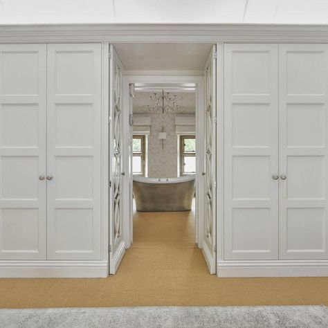 Walk Through Wardrobes | Walk-In Wardrobes with Ensuite Walk Through Wardrobe To Ensuite, Walk In Wardrobe And Ensuite, Walk In Wardrobes, Master Suite Design, Walk Through Closet, Bespoke Wardrobe, Luxury Wardrobe, Walk In Robe, Wardrobe Solutions