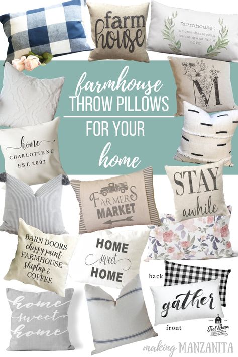 Love farmhouse style decor? If you're looking for pieces to add in your farmhouse style home, here are some farmhouse throw pillows that you're definitely going to love. #farmhouse #pilows #throwpillows #pillow #pillowcover #farmhousestyle Modern Farmhouse Throw Pillows, Farmhouse Throw Pillows, Funky Throw Pillows, Rustic Interior Design, Farmhouse Throws, Pillows Ideas, Diy Throw Pillows, Farmhouse Throw Pillow, Super Saturday