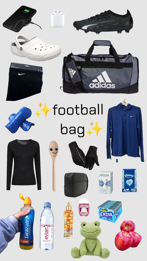 #football #soccer #central #sport #team #bag #fun Football Bag Essentials, Soccer Bag Essentials, Xmas Sleepover, Cheer School, Duffle Bag Sports, Football Bag, Football Pics, Soccer Bag, Football Accessories