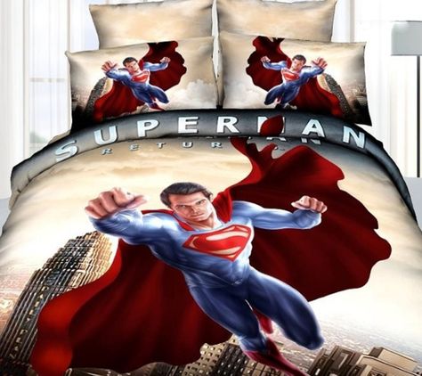 Superman Bedding Set Superman Bed, Superman Bedroom, Superman Room, Exclusive Bedroom, Superhero Bedroom, Superman Returns, Cotton Bed Sheets, 3d Bedding Sets