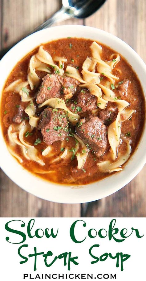 Steak Soup Recipes, Steak Soup, Slow Cooker Steak, Sirloin Roast, Plain Chicken, Crockpot Dishes, Crock Pot Soup, Onion Soup Mix, Crock Pot Slow Cooker