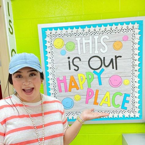 I’m So Happy You’re Here Bulletin Board, This Is Our Happy Place Classroom Door, This Is Our Happy Place Bulletin Board, This Is Our Happy Place Classroom, Classroom Bulletin Boards Kindergarten, You Belong Here Bulletin Board, Our Happy Place Bulletin Board, Happy Place Bulletin Board, Year Round Bulletin Board Ideas