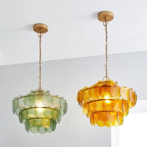 Colourful Chandelier, Amber Chandelier, Ceiling Light Ideas, Green Chandelier, Stained Glass Lighting, Colorful Chandelier, Green Chandeliers, Tiered Chandelier, Tier Chandelier