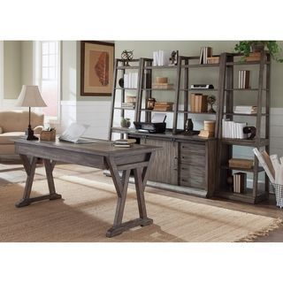 Stone Brook Rustic Saddle 5-piece Desk Leaning Bookcase, Cheap Office Furniture, Office Furniture Set, Home Office Furniture Sets, Office Suite, Desk Office, Office Set, Liberty Furniture, Desk Set