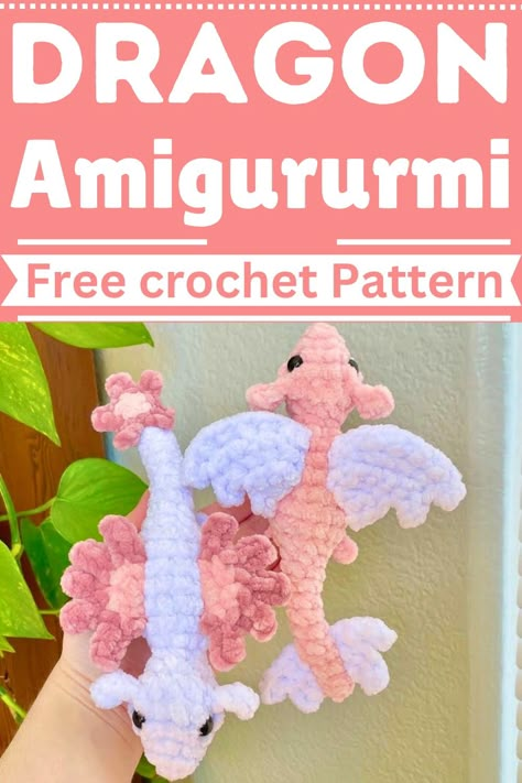 Crochet Dragon Amigurumi Pattern Small Dragon Amigurumi Free Pattern, Crochet Animals Dragon, Tiny Crochet Dragon, Free Amigurumi Dragon Pattern, Fun Amigurumi Patterns, Crochet Christmas Animals Free Patterns, Cute Dragon Crochet Pattern Free, Httyd Crochet Pattern Free, Quick Crochet Stuffies