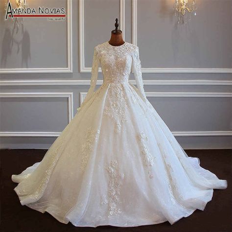 Long Sleeve Ball Gown Wedding Dress, Wedding Dress Tulle Lace, Wedding Dresses With Lace, Backless Lace Wedding Dress, Wedding Dresses Lace Ballgown, Dresses With Lace, Long Sleeve Ball Gowns, Long Train Wedding Dress, Bridal Ball Gown