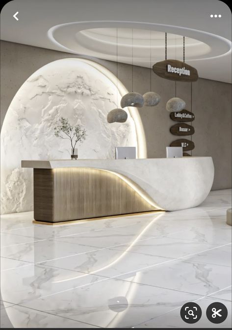 Spa Area Design, Reception Areas Office Design, Reseption Zone Design, Reception Area Ideas, Spa Reception Design, Clinic Decoration, Modern Clinic, Modern Office Reception, Reception Ceiling