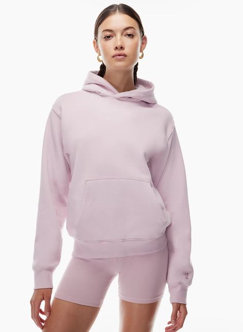 COZY FLEECE PERFECT HOODIE | Aritzia Aritzia Hoodie Outfit, Zara Wardrobe, Aritzia Perfect Hoodie, Aritzia Sweatshirt, Aritzia Hoodie, Aritzia Outfit, Pink Sweatsuit, Sweatsuit Outfit, Matching Sweats