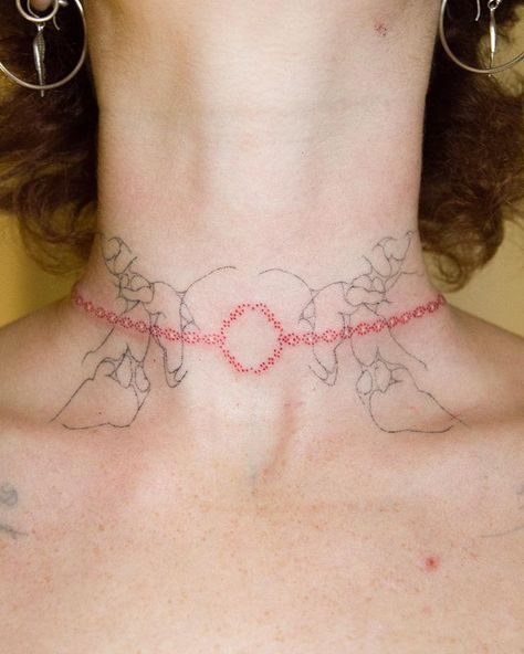 All Posts • Instagram Red Ink Neck Tattoo, Vanilla Highlights, Brown Tattoo Ink, Pattern Recognition, Neck Choker, Red Ink, Piercing Tattoo, Neck Tattoo, Tattoos And Piercings