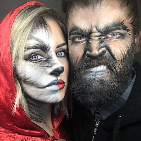 Wolf Makeup Man, Wolf Costume Makeup, Wearwolf Makeup, Last Minute Halloween Party, Werewolf Makeup, Halloween Party Makeup, Wolf Makeup, Zombie Halloween Makeup, Creative Halloween Makeup