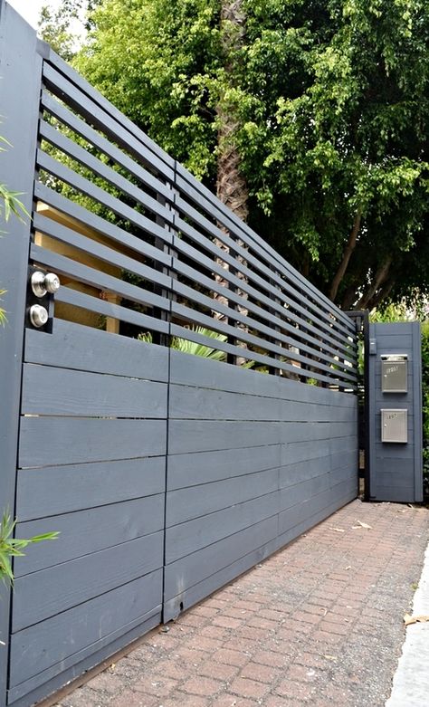 Built in Pedestrian Gate - Sliding - 6 ft x 17 ft Wooden Gates Driveway, Pedestrian Gate, Modern Fence Design, Modern Gate, Privacy Fence Designs, Front Gate Design, Wood Gate, Electric Gates, Fencing & Gates