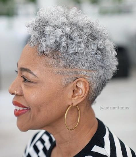 Over 50 Gray Natural Undercut Pixie Natural Hairstyles For Short Hair, Short Grey Haircuts, Short Natural Curls, Short Natural Hairstyles, Grey Hair Journey, Natural Hair Haircuts, Short Textured Hair, Short Natural Haircuts, Grey Hair Over 50