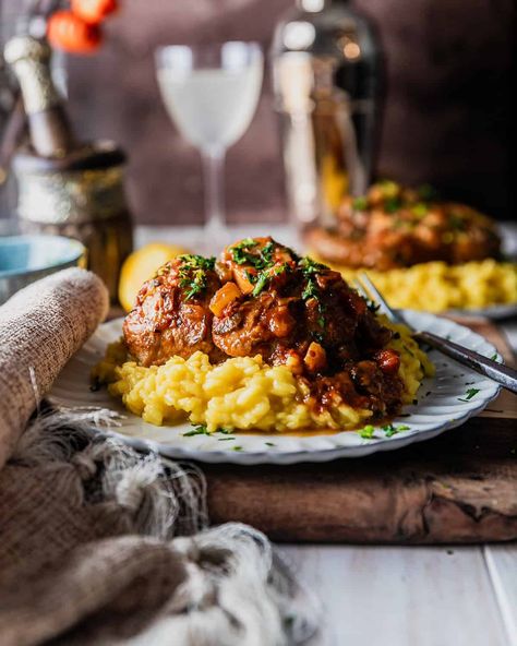 Osso Buco (Italian Braised Veal Shanks) | Sweet Tea & Thyme Veal Shank Recipes, Veal Chunks Recipe, Veal Shank Osso Bucco, Veal Osso Bucco, Vegetarian Osso Bucco, Wine Braised Lamb Shanks, Osso Bucco Recipe, Milanese Recipe, Veal Shank