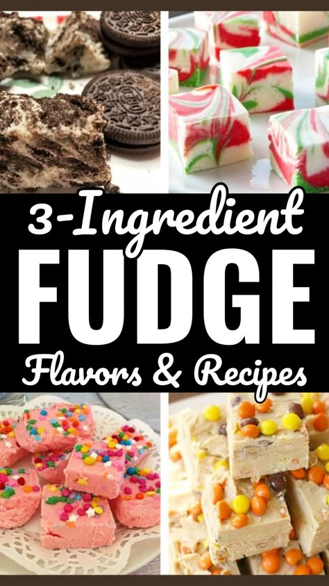 Treats For A Crowd, Simple Sweet Treats, 3 Ingredient Fudge, Christmas Fudge Recipes Easy, 3 Ingredient Fudge Recipe, Easy Christmas Desserts, Christmas Desserts Cakes, Easy Homemade Desserts, Desserts With Few Ingredients