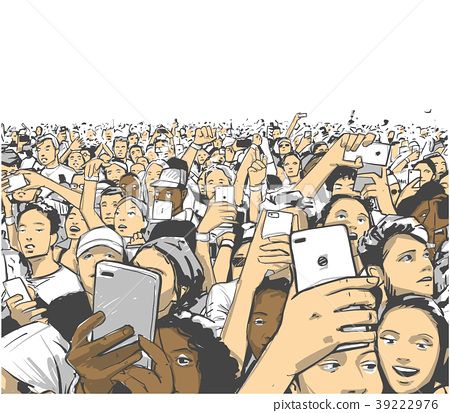 Illustration festival crowd at concert - Stock Illustration [39222976] - PIXTA Concert Illustration Crowd, Concert Art Illustration, Concert Drawing Illustration, Crowd Drawing Reference, Crowd Sketch, Crowd At Concert, Concert Drawing, Crowd Illustration, Concert Sketch