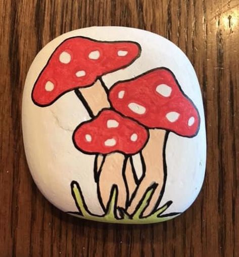 Painted Fairy Rocks, Fairy Garden Rock Painting Ideas, Painted Rocks Mushrooms, Mushroom Rock Painting Ideas, Mushroom Painted Rocks, Mushroom Rock Painting, Rock Painting Supplies, Painted Garden Rocks, Mushroom Paint