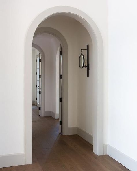 Gray Baseboards, Arched Foyer, Leave Crown, Arch Doorways, English Tudor Homes, Arch Doorway, Suzanne Kasler, Gray Trim, Arch Interior