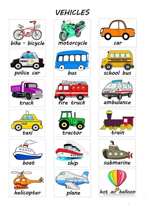 Vehicles Preschool Activities, Vehicle Flashcards, Transport For Kids, Kids Learning Charts, Transportation Chart, Alphabet Chart Printable, Transport Images, Preschool English, English Corner