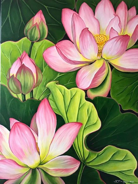 Lotus Canvas Painting Acrylics, Lotus On Canvas, Acrylic Lotus Painting, Lotus Flower Art Paint, Lotus Flower Painting Acrylics, Flower Painting Canvas Acrylic, Lotus Painting Acrylic, Lotus Canvas Painting, Realistic Flower Painting