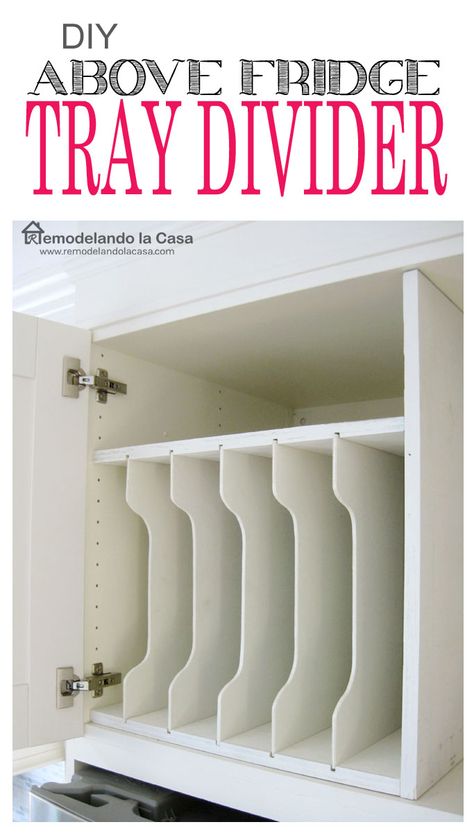 Kitchen Organization - How to Install Pull-out Drawers in Cabinet above Fridge - Remodelando la Casa Above Fridge, Above The Fridge, Kabinet Dapur, Kitchen Organization Diy, Diy Kitchen Storage, Kitchen Cabinet Organization, Pantry Design, Trendy Kitchen, Cabinet Organization