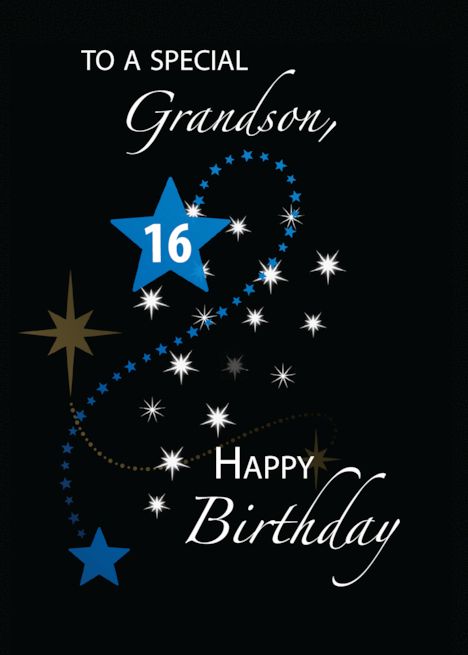 Grandson 16th Birthday Inspirational Stars Blue and Black card Happy 18th Birthday Son, 20th Birthday Wishes, Happy Birthday Grandson, Happy 28th Birthday, Grandson Birthday Cards, Happy 26th Birthday, Happy Birthday Nephew, Happy 22nd Birthday, Happy 19th Birthday