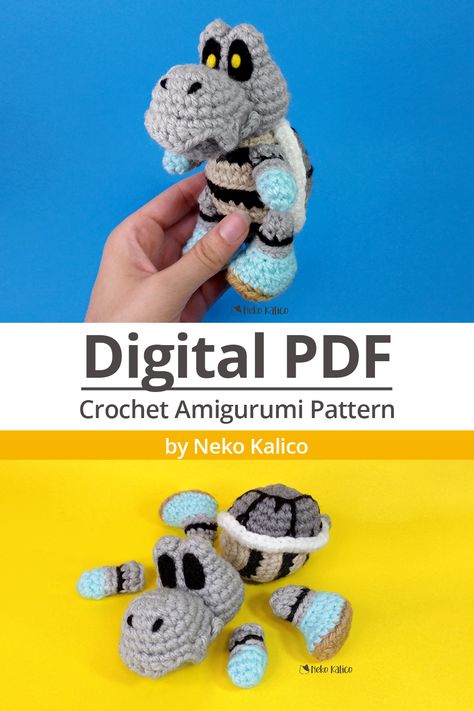 Dry Bones Amigurumi PDF crochet pattern - Super mario World Nintendo Crochet Call Of Duty, Video Game Crochet Patterns Free, Video Game Crochet Patterns, Crochet Mario Characters, Crochet Video Game, Video Game Crochet, Nintendo Crochet, Geek Crochet, Nerdy Crochet