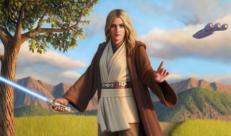 jedi knight, Maxim Pakulov on ArtStation at https://www.artstation.com/artwork/XYzVa Blonde Jedi Female, Jedi Female, Jedi Fanart, Star Wars 1313, Female Jedi, Twi Lek, Jedi Order, Star Wars Rpg, The Old Republic