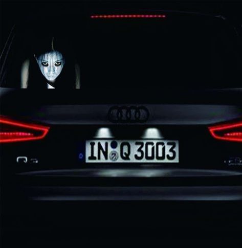 Reflective Scary Face Decal For Rear Windows ($13.99) Car Decals Unique, Female Ghost, Rear Window Decals, Stick Figure Family, Family Decals, Scary Faces, Unique Cars, Novelty Items, High Beam