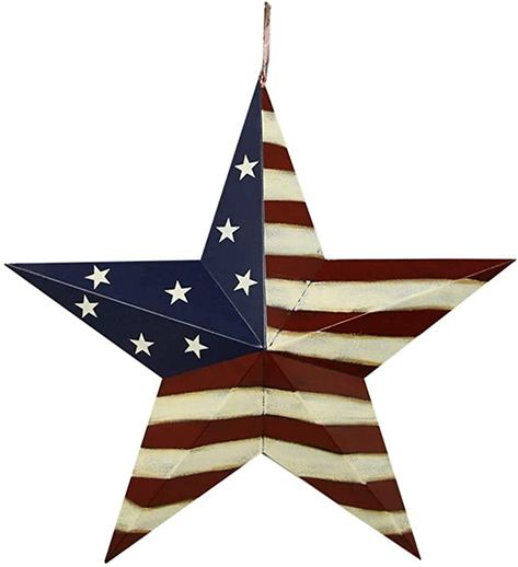 Amazon.com: Rustic Metal 3D Barn Star Patriotic Wall Decor American Flag Wall Star July 4th Country Americana Patriotic Wall Ornament,Outdoor Decoration 12 Inches: Everything Else Rustic Star Decor, Barn Star Decor, Star Wall Decor, Patriotic Wall Decor, Porch Wall Decor, American Flag Wall, American Barn, Rustic American Flag, Patriotic Wall