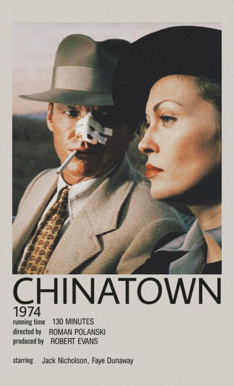 #chinatown #movie #poster #romanpolanski #robertevans #jacknicholson #fayedunaway #film #minimalistposter Old Film Posters Vintage, Nobody Movie Poster 2021, Chinatown Movie Poster, Chinatown Jack Nicholson, Old Movie Posters Vintage, Chinatown Poster, Chinatown Movie, Chinatown Film, Chinatown 1974