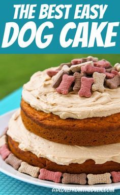 There's a reason this is the most popular DOG CAKE recipe on the internet! Thousands of people have made this cake for their puppies! A great dog birthday cake, this dog cake is made from simple ingredients you likely have on hand. #dogs #dog #puppy #puppies #dogcake #dogrecipe #dogtreats #dogbirthday #doglover #dogfoodrecipe #recipe #cake #pets #lftorecipes Dog Cake Frosting Recipe, Spoiled Dog Cake, Dog Cake Recipe, Dog Birthday Cake Recipe, Pup Treats, Dog Cake Recipes, Cake Dog, Spoiled Dog, Dog Biscuit Recipes